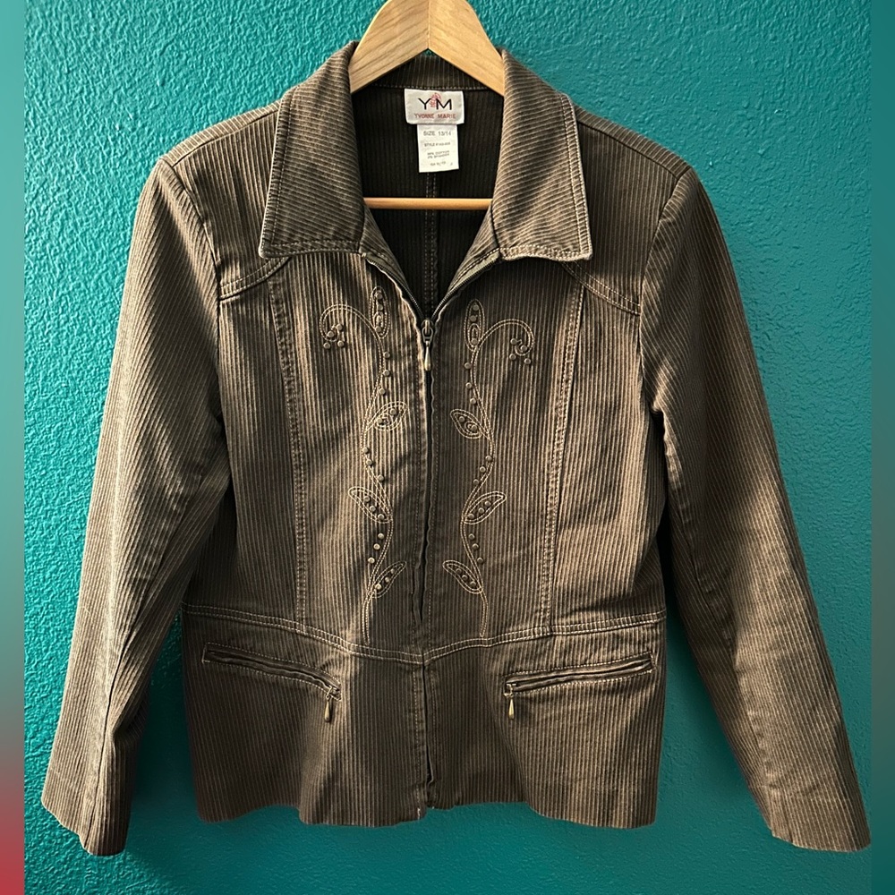 yvonne marie women’s size 13/14 Jean embellished blazer jacket
